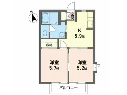 アムールコート(2K/2階)の間取り写真