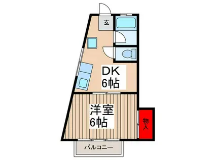 カトレアハイツ(1DK/2階)の間取り写真