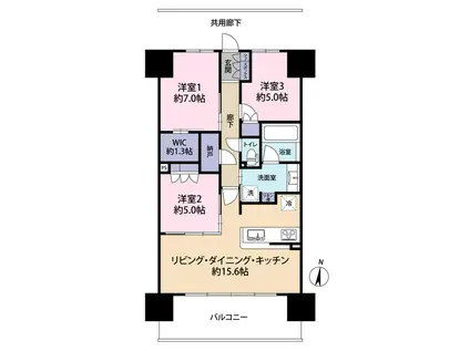 ヴェリテ金剛ルネクロスサイト(3LDK/14階)の間取り写真