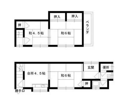 ＪＲ山陽本線 網干駅 徒歩12分 2階建 築36年(3DK/1階)の間取り写真