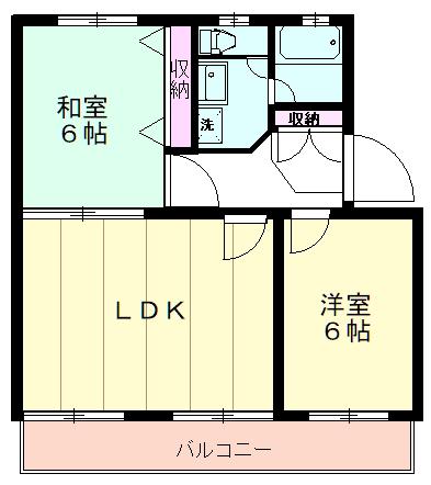 諏訪部ハイツ(2LDK/3階)の間取り写真