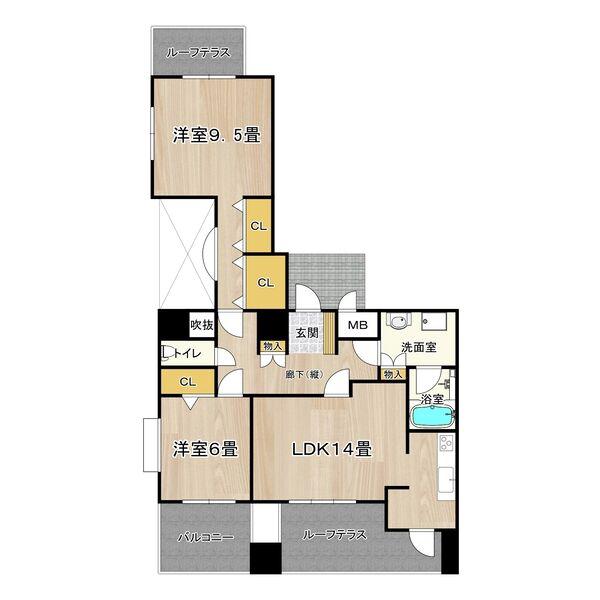ビレッジアール大淀南(2LDK/2階)の間取り写真