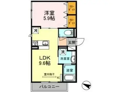 セジュール下山手通(1LDK/2階)の間取り写真