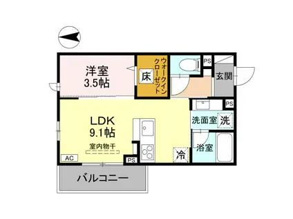 DR相木CORAZON(1LDK/1階)の間取り写真
