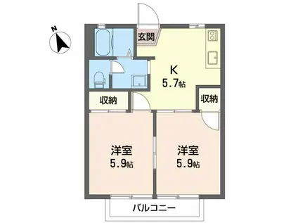 FRAGRANCE中林(2K/1階)の間取り写真