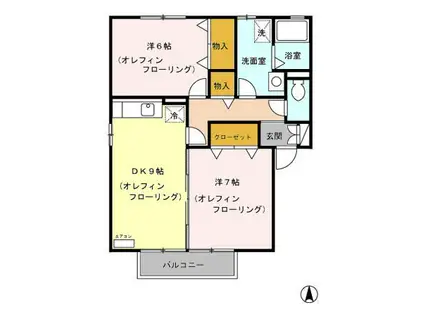 セジュールエターナル(2DK/2階)の間取り写真