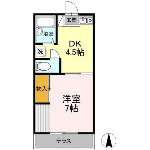 エルマンション(1DK/2階)の間取り写真