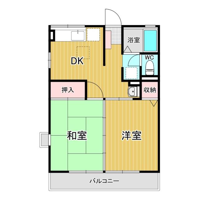 CHイーハトーヴ(2DK/2階)の間取り写真