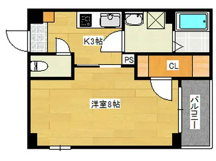 ライフメント国泰寺III(1K/8階)の間取り写真