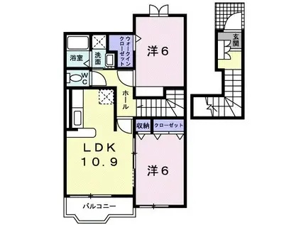 チェリーガーデンB(2LDK/2階)の間取り写真