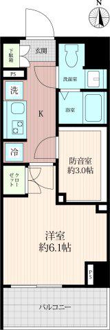 クリオ ラモード町田サウンドテラス(1SK/4階)の間取り写真