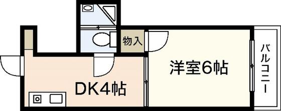 第5野地ビル(1DK/2階)の間取り写真
