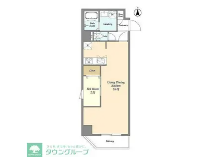 アルファコート谷在家(1LDK/9階)の間取り写真