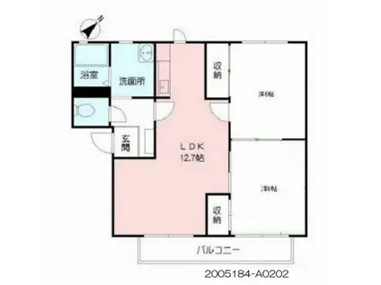 サンビレッジ二番館(2LDK/2階)の間取り写真