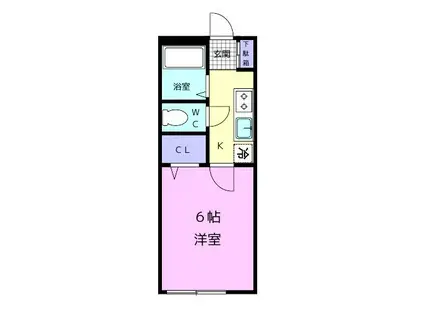 TJ船尾(1K/1階)の間取り写真