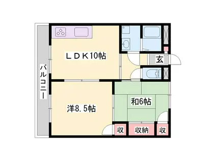 コーポ龍野(2LDK/2階)の間取り写真