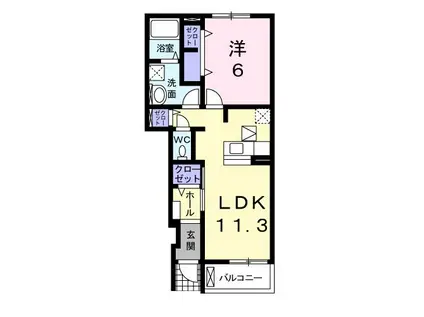 ブルックフィールド(1LDK/1階)の間取り写真