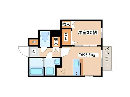 CLAR(1DK/1階)の間取り写真