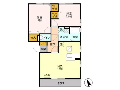 セゾン ボナール(2LDK/1階)の間取り写真