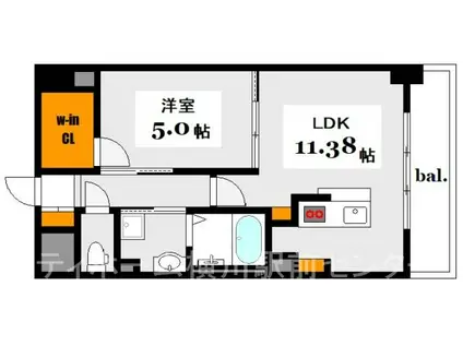 ラ・ロゼ ド ローブ中筋(1LDK/7階)の間取り写真