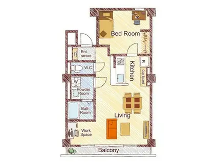 リルームス大津町(1LDK/2階)の間取り写真