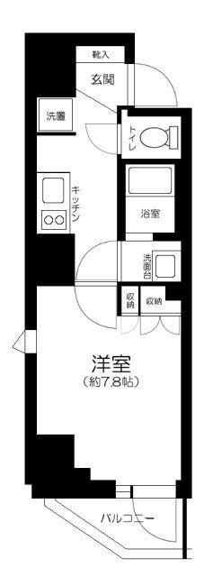 GRANSITE NAKAMEGURO(1K/4階)の間取り写真