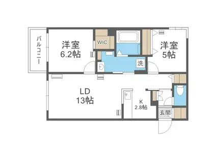 エフュート二十四軒(2LDK/4階)の間取り写真