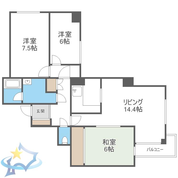 裏参道パークマンション(3LDK/11階)の間取り写真