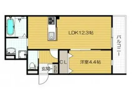 YOURMAISON TENMA(1LDK/3階)の間取り写真