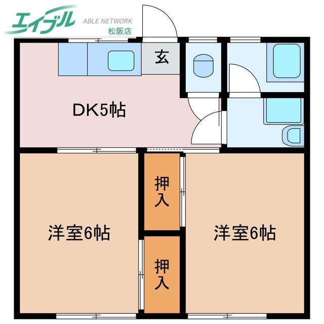 オリーブと朝のアールグレイ(2DK/2階)の間取り写真