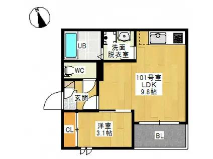 REGALEST千田町(1LDK/1階)の間取り写真
