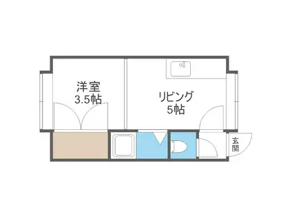 サテライト白石(1DK/2階)の間取り写真