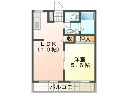 ソラシアIII(1LDK/2階)の間取り写真