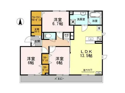 グランリーオII(3LDK/3階)の間取り写真