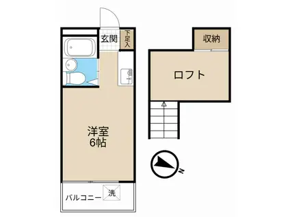 AKEOハイツ(ワンルーム/1階)の間取り写真