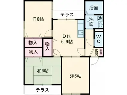 エステートピア朱雀(3DK/1階)の間取り写真