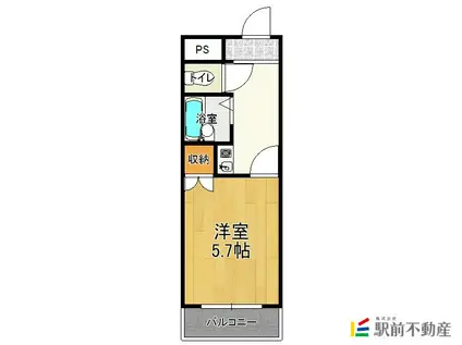 ビオスII筑後(1K/2階)の間取り写真