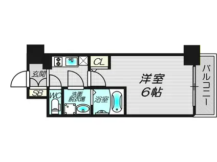 レジュールアッシュOSAKAGATEWAY(1K/1階)の間取り写真