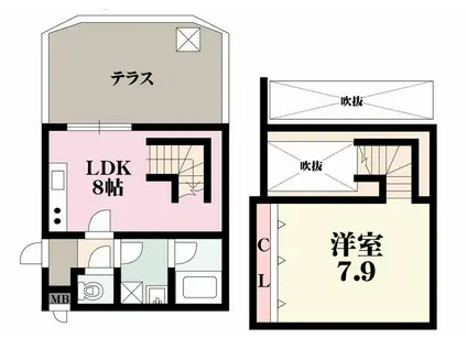 ウエストキャピタル梅田(1DK/8階)の間取り写真
