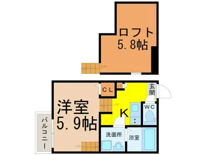 レーヴ・フルール(1K/1階)の間取り写真