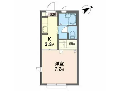 グランシードK(1K/2階)の間取り写真