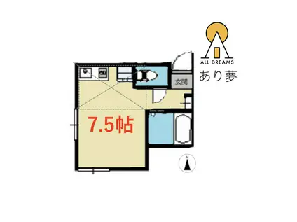 ヒルサイドテラス山手A棟(ワンルーム/2階)の間取り写真