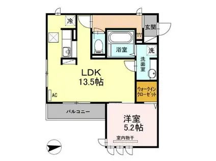 ハピネス2(1LDK/1階)の間取り写真