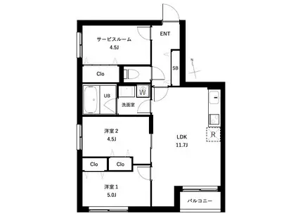 COEUR BLANC西荻窪(2SLDK/3階)の間取り写真