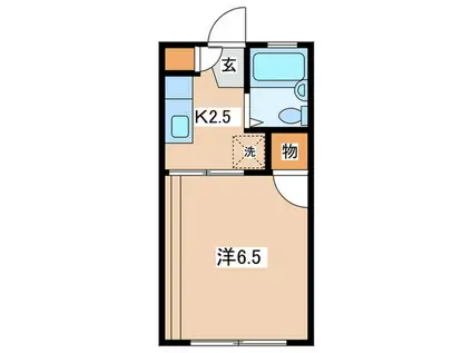 水道路コーポ(1K/2階)の間取り写真