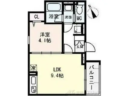 SOLASIA LUFRA 吹田岸部(1LDK/1階)の間取り写真