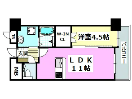 ヴェルドゥール南茨木(1LDK/9階)の間取り写真