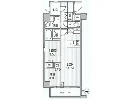 アリビス綾瀬(2LDK/3階)の間取り写真