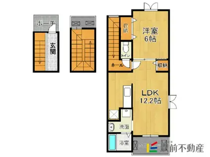 アルカンシェル・吉田A(1LDK/3階)の間取り写真