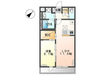 ペルルV(1LDK/1階)の間取り写真